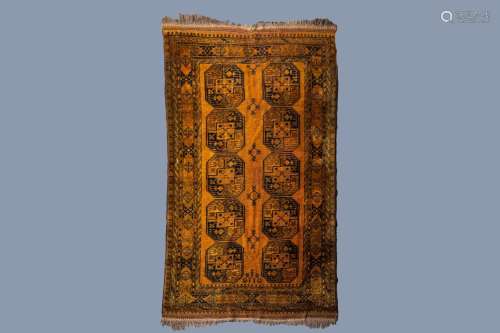 AN AFGHAN GOLDEN RUG, WOOL ON COTTON, FIRST HALF OF THE 20TH...