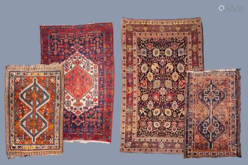 FOUR VARIOUS ORIENTAL RUGS, WOOL ON COTTON, 20TH C.