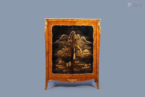 A FRENCH LOUIS XV STYLE GILT BRONZE MOUNTED 'CHINOISERIE...