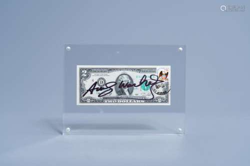 ANDY WARHOL (1928-1987): AN AUTOGRAPHED TWO-DOLLAR BILL DEPI...
