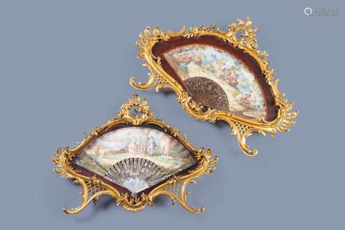 TWO FINELY FINISHED AND PAINTED MOTHER-OF-PEARL, TORTOISESHE...