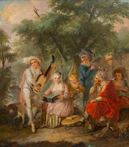FRENCH SCHOOL: THE MUSICAL INTERLUDE, OIL ON PANEL, CA. 1800