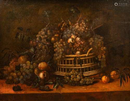 ITALIAN OR FRENCH SCHOOL: STILL LIFE WITH FRUIT, OIL ON CANV...