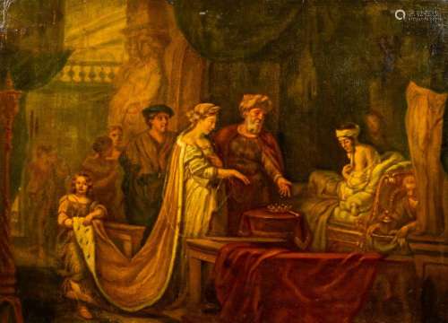 EUROPEAN SCHOOL: THE ROYAL VISIT, OIL ON CANVAS, 19TH C.