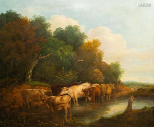 DUTCH SCHOOL, FOLLOWER OF ALBERT CUYP (1620-1691): CATTLE AT...