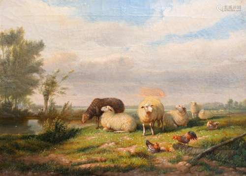 ATTRIBUTED TO CORNELIS VAN LEEMPUTTEN (1841-1902): SHEEP AND...