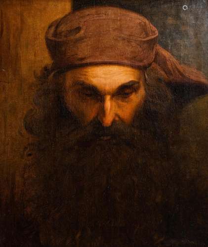 FRENCH SCHOOL: PORTRAIT OF A BIBLICAL FIGURE, OIL ON CANVAS,...