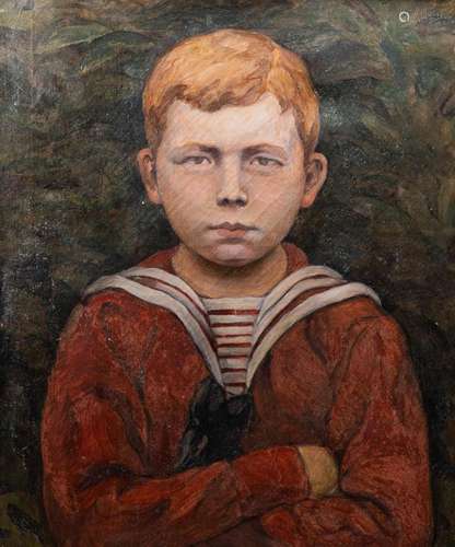 FRENCH SCHOOL: PORTRAIT OF A CONFIDENT BOY, OIL ON CANVAS, F...