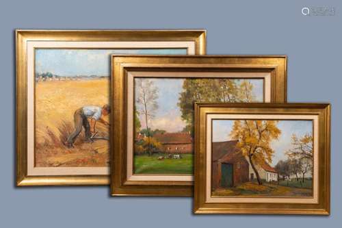 LUC DE DECKER (1907-1982): THREE VARIOUS PAINTINGS, OIL ON C...