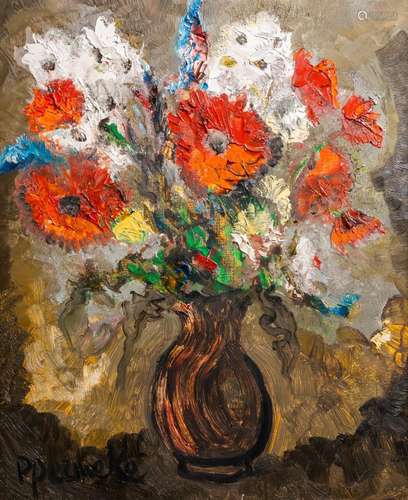 PAUL PERMEKE (1918-1990): STILL LIFE OF FLOWERS, OIL ON CANV...