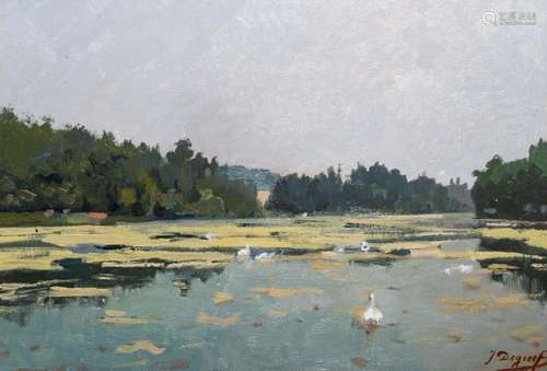 JEAN-BAPTISTE DEGREEF (1852-1894): PONDS AT AUDERGHEM, OIL O...