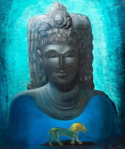 MAURICE DE VRIES (1910-1994): SHIVA JNANA DAKSHINAMURTI, OIL...