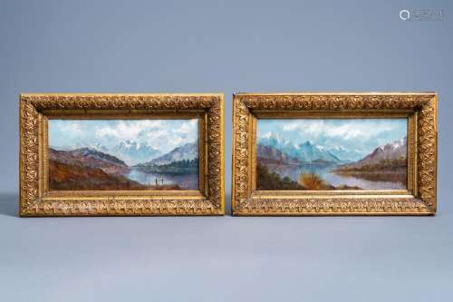 ENGLISH SCHOOL, MONOGRAMMED (G. SMITH?): TWO VIEWS ON LAKE W...