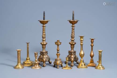 A VARIED COLLECTION OF BRASS CANDLESTICKS, THE NETHERLANDS, ...