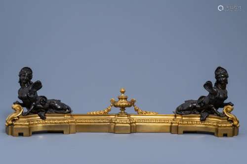 A PAIR OF FRENCH LOUIS XIV GILT AND PATINATED BRONZE 'SP...