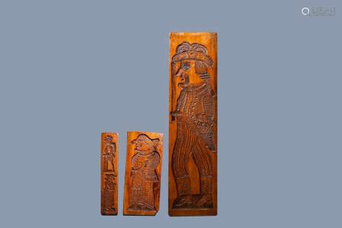 THREE WOOD GINGERBREAD MOLDS WITH FIGURATIVE DESIGN, 19TH C.