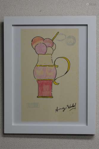 1950-1970 安迪·沃霍尔  安迪·沃霍尔 冰淇淋 手工着色版画 纸本