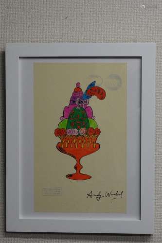 1950-1970 安迪·沃霍尔  安迪·沃霍尔 冰淇淋 手工着色版画 纸本