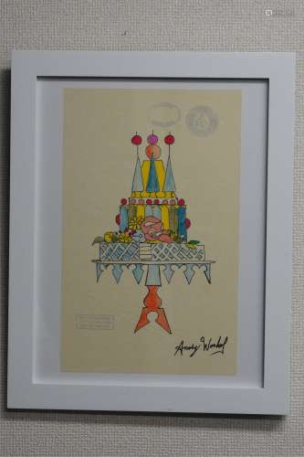 1950-1970 安迪·沃霍尔  安迪·沃霍尔 蛋糕 手工着色版画 纸本