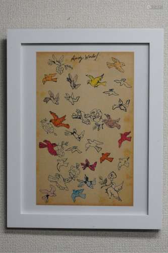 1950-1970 安迪·沃霍尔  安迪·沃霍尔 鸟 手工着色版画 纸本