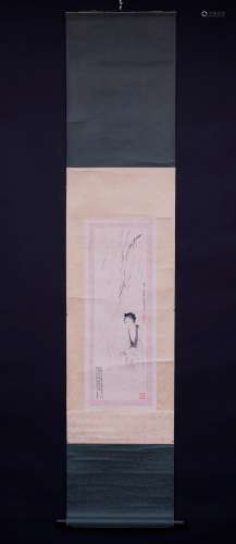 吕凤子 仕女图（赠张乃燕 字君谋） 戌辰四月（1928年） 纸本挂轴 纸本
