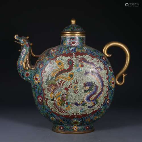 Cloisonne Pot with the Pattern of Dragon and Phoenix