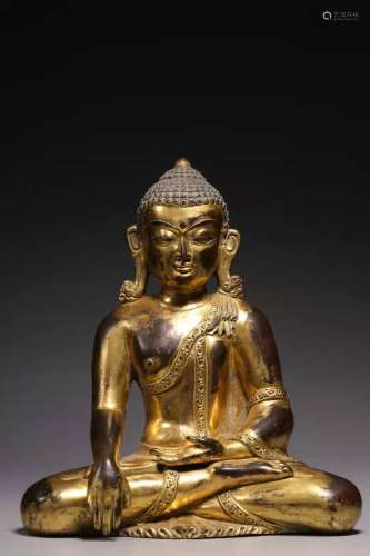 Gilt Bronze Statue of Sitting Sakyamuni