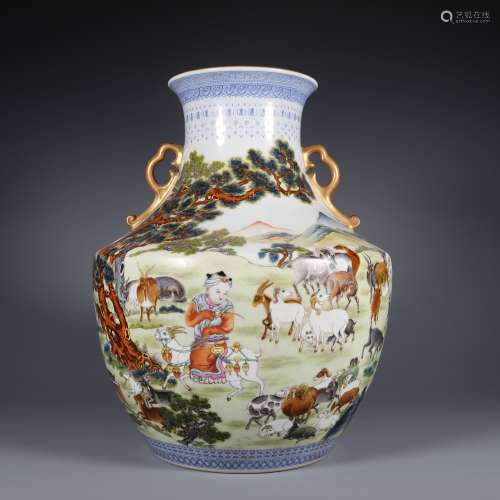 Enamel Bottle with the Pattern of Character