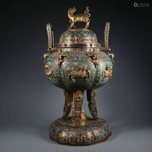 Cloisonne Three-legged Furnace