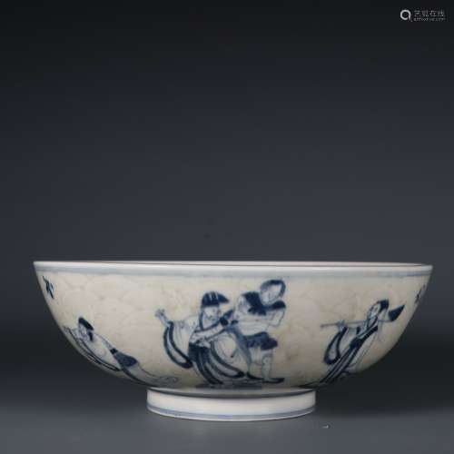 Blue And White Bowl wih the Pattern of TheEight Immortals Cr...