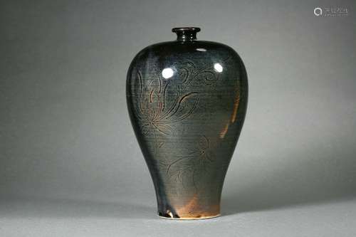 Black Glazed Plum Vase