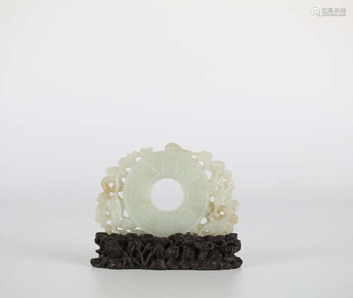 Chinese Hotan white jade carving ornament, 18th century