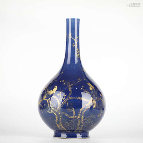 Chinese blue-glazed porcelain vase, Qianlong