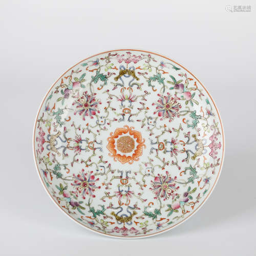 Chinese Fencai porcelain plate, Tongzhi