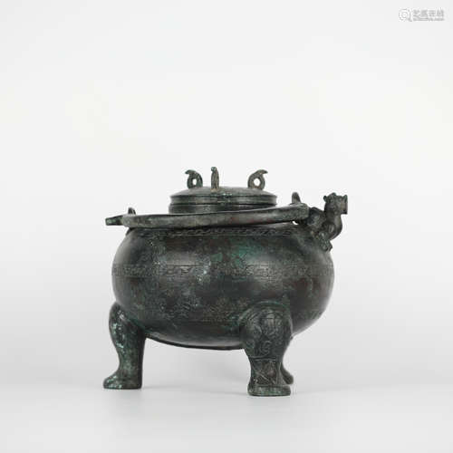 Warring States bronze three-legged pot, Warring States perio...