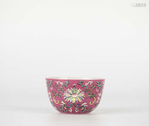 Chinese Yangcai Porcelain Flower Cup, Qianlong