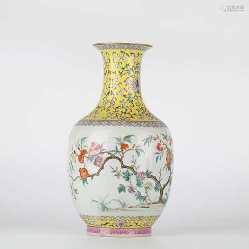 Chinese Fencai porcelain vase, Qing