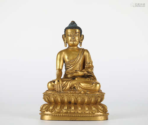 Chinese Gilt Bronze Shakyamuni Buddha, Ming