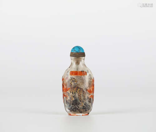 Chinese glass interior painting snuff bottle, Zhu Zhanyuan