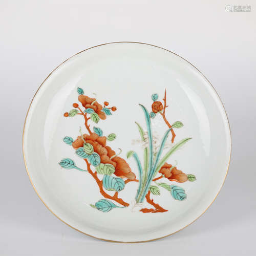 Chinese Fencai porcelain plate, Tongzhi