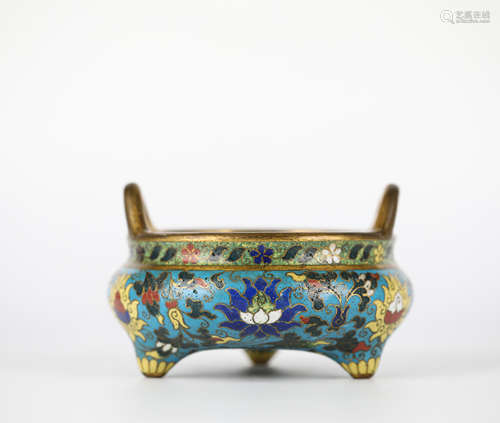 Chinese cloisonne three-legged stove, Ming