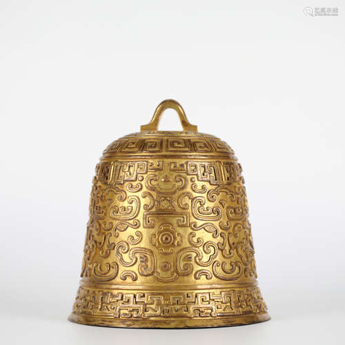 Chinese gilt bronze bell, Ming