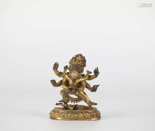 Chinese gilt bronze Buddha statue, Yuan