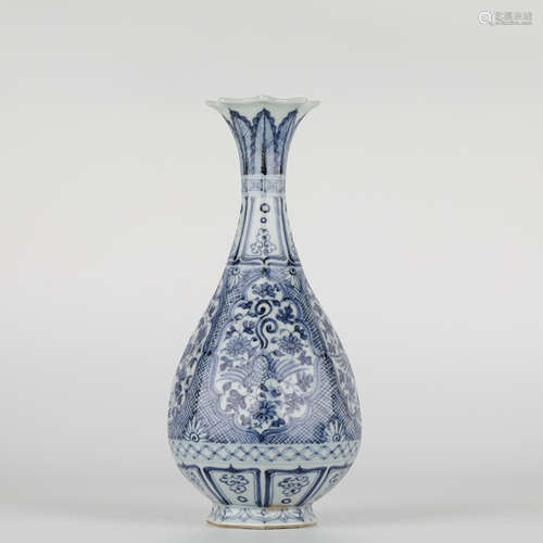 Chinese blue and white porcelain vase, Yuan