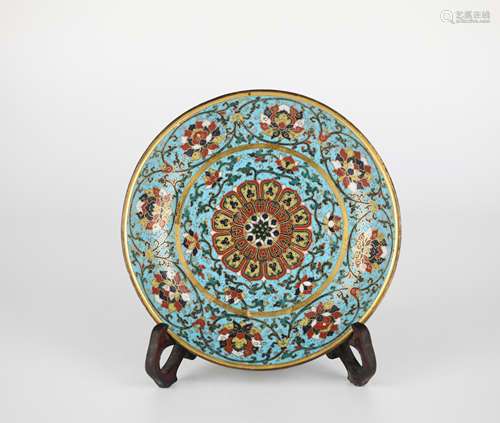 Chinese Cloisonne Floral Plate, Ming