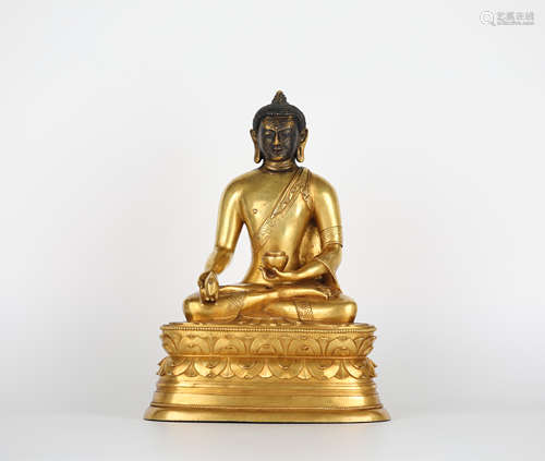 Mongolian Gilt Bronze Buddha, 17th Century