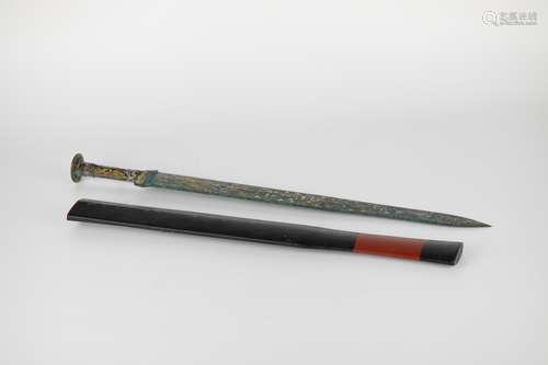 Chinese bronze and gold cast sword, Warring States Period (o...