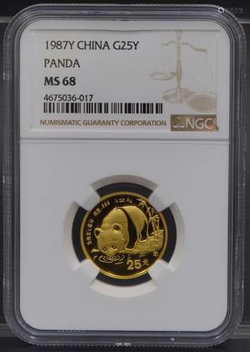 中国 25元金货 1987年熊猫金币 完全未使用 NGC（MS68）
