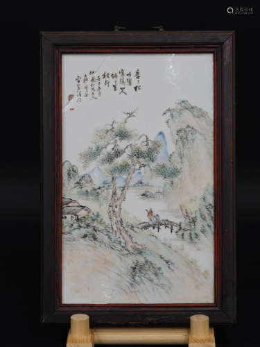 清 程门 浅绛彩瓷板 壬午年（1882年） 有伤