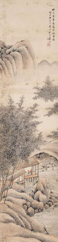 吴榖祥(1848～1903) 留客纳凉 立轴  设色纸本
